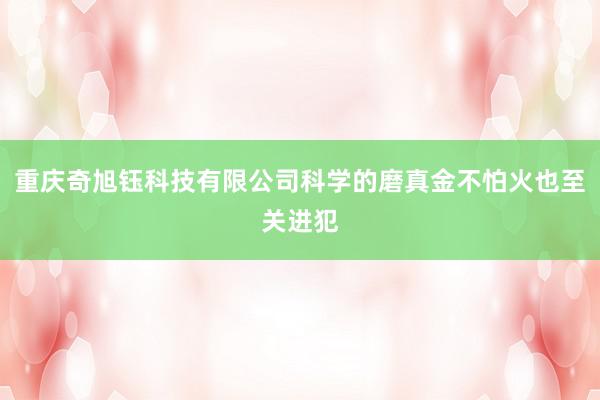 重庆奇旭钰科技有限公司科学的磨真金不怕火也至关进犯